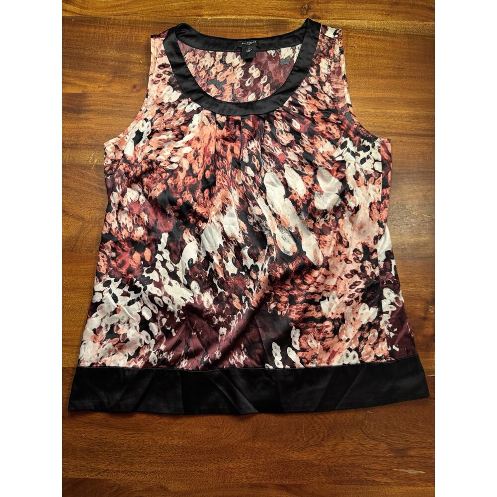 Ann Taylor Women’s Red Black Floral Satin Sleeveless Blouse Sz 8